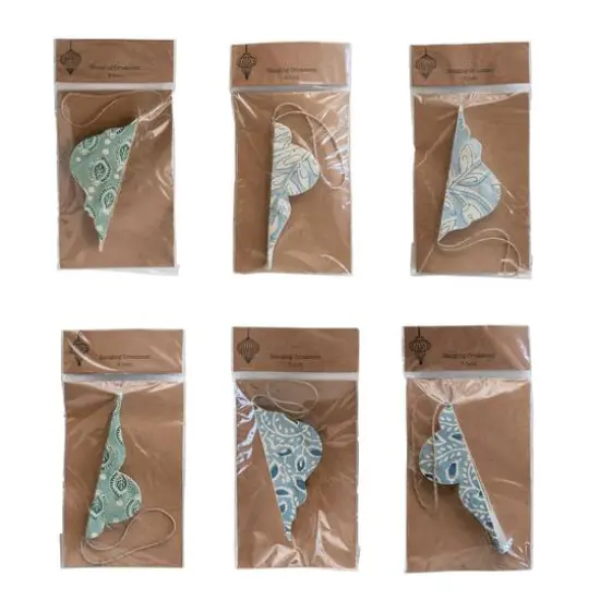 Hello Honey&reg; 6 Pack 5" Blue & Ivory Honeycomb Finial Recycled Paper Ornaments {4}