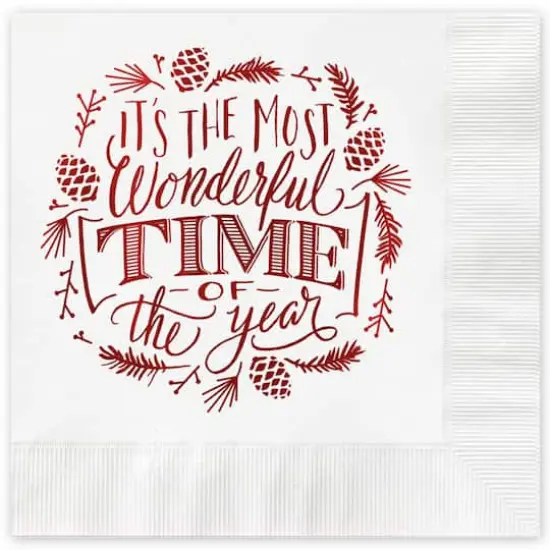 JAM Paper White Most Wonderful Time Holiday Beverage Napkins, 25ct. {1}