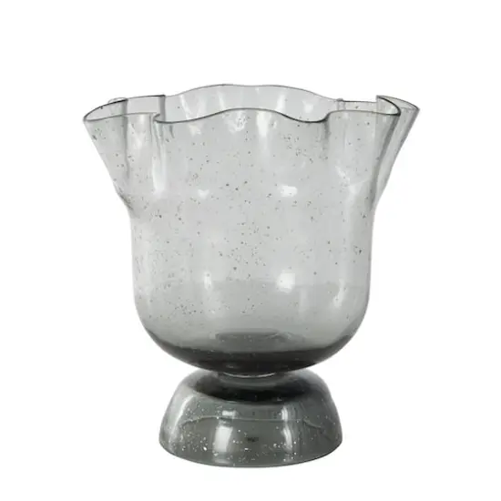 Black Glass Vase Set with Wavy Opening & Gold Speckles {5}