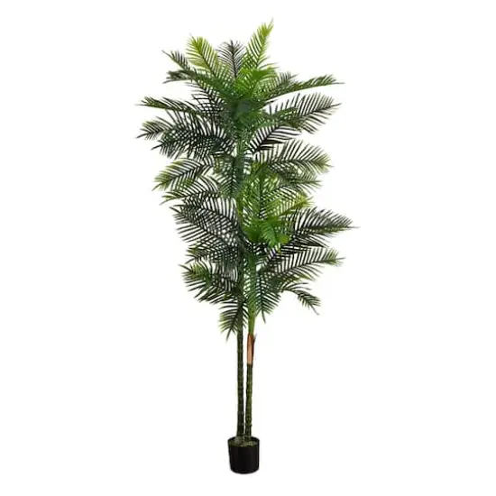 9ft. Potted Green UV Resistant Artificial Double Robellini Palm Tree {1}