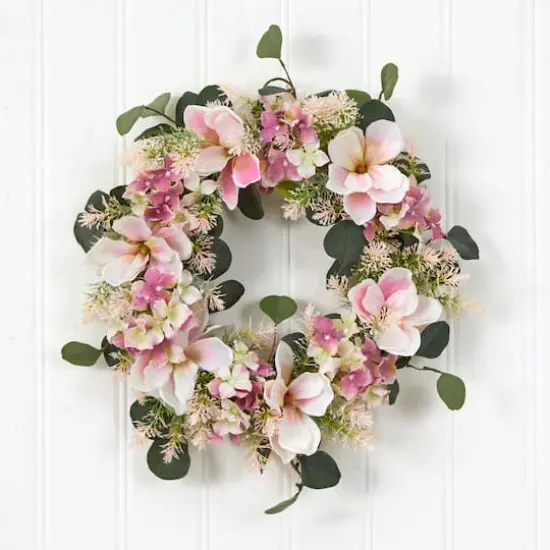 20" Hydrangea & Magnolia Wreath {3}