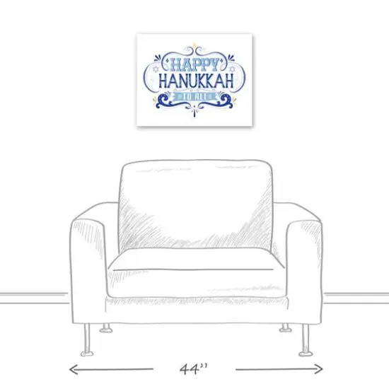Happy Hanukkah Retro 16x20 Canvas Wall Art {6}