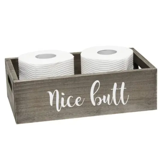 Elegant Designs Large Rustic Gray Cheeky Towel Holder, Frame & Toilet Paper Holder Set {10}