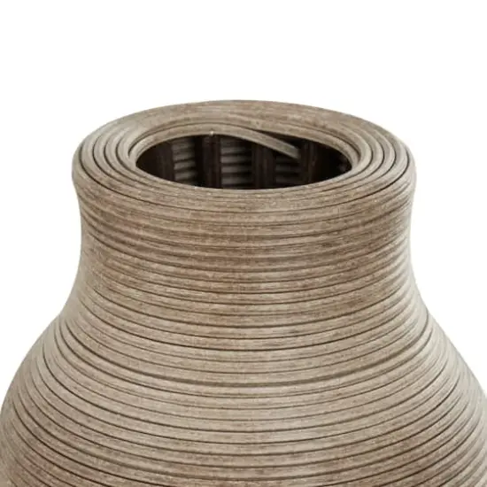 40" Brown Seagrass Handmade Ribbed Vase with Coiled Seagrass Base {3}