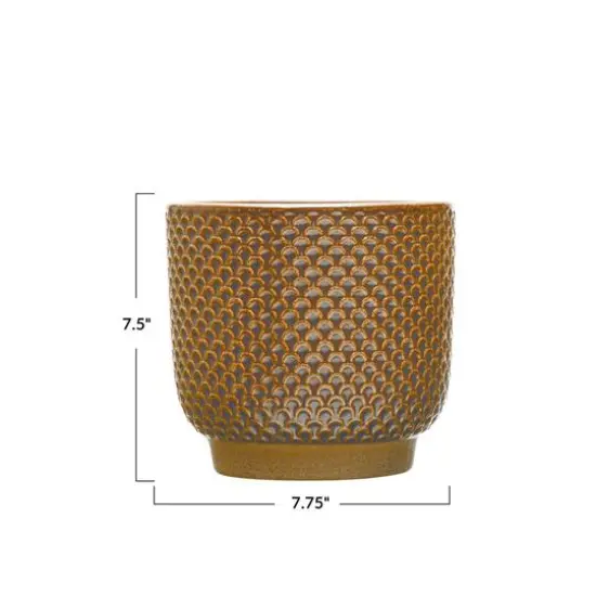 Hello Honey&reg; 8" Multicolor Embossed Stoneware Planter with Scale Design {1}