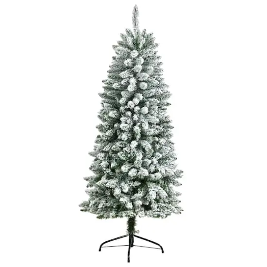 5ft. Pre-Lit Flocked Montreal Fir Artificial Christmas Tree, Warm White LED Lights {4}