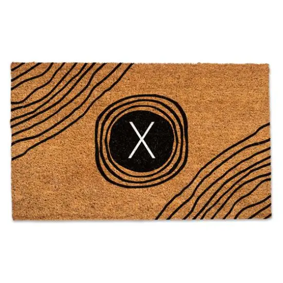 Black Monogram Circle Natural Coir Doormat X {1}