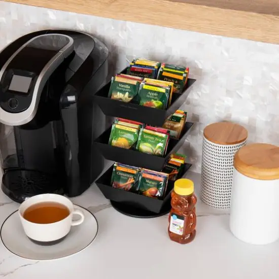 Mind Reader Anchor Collection 3-Tier 12-Compartment Black Tea and Condiment Carousel {7}