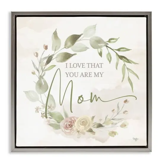 Stupell Industries Mother's Day Rose Wreath Floater Framed Art Gray {1}