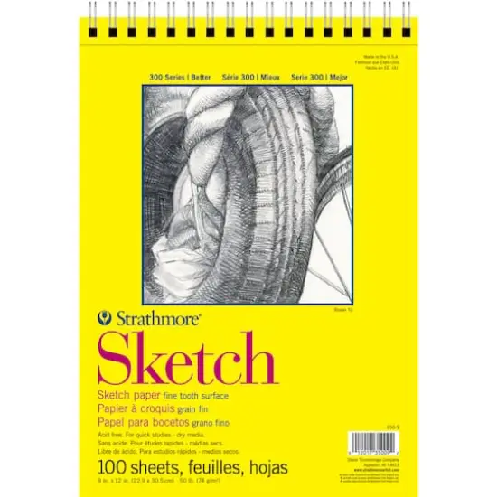 Strathmore Sketch Paper Pad, 300 Series, Spiral-Bound, 100 Sheets, Spiral-Bound, 9" x 12" {1}
