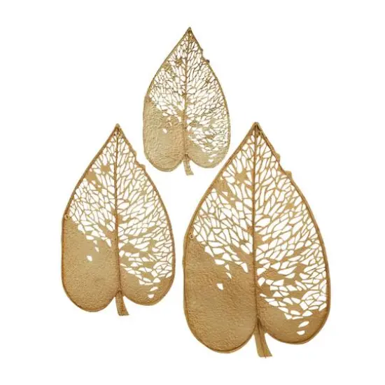 Laser-Cut Gold Metal Leaf Wall D&eacute;cor Set {7}