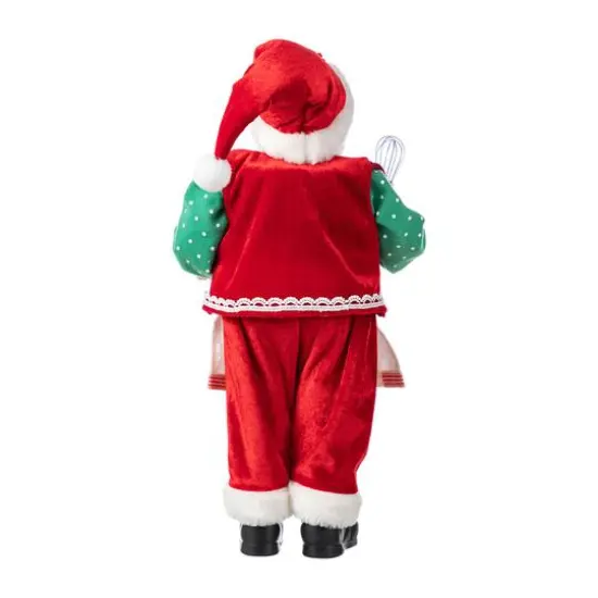 Glitzhome&reg; 18"H Faux Fur Christmas Chef Santa Figurine {8}