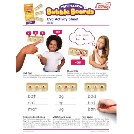 Junior Learning&reg; Pop & Learn Bubble Boards CVC Interactive Phonics Pre-K to Grade 1 Game {4}