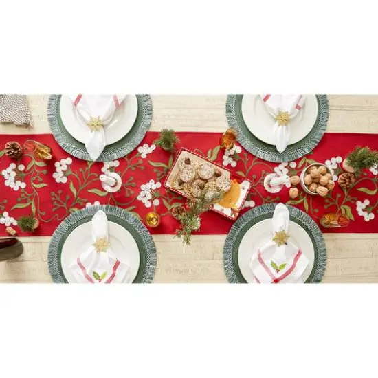 DII&reg; 108" Mistletoe Embroidered Table Runner {9}