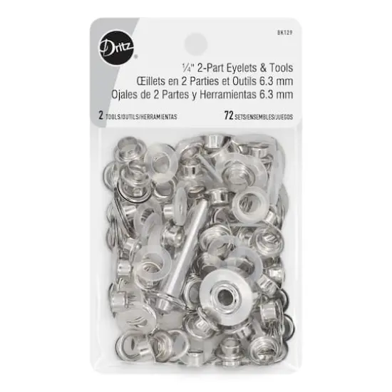 Dritz&reg; Silver 1/4" 2-Part Eyelets & Tools, 72 Sets {1}