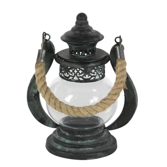 Black Iron Rustic Candle Holder Lantern, 9" x 8" x 5" {3}