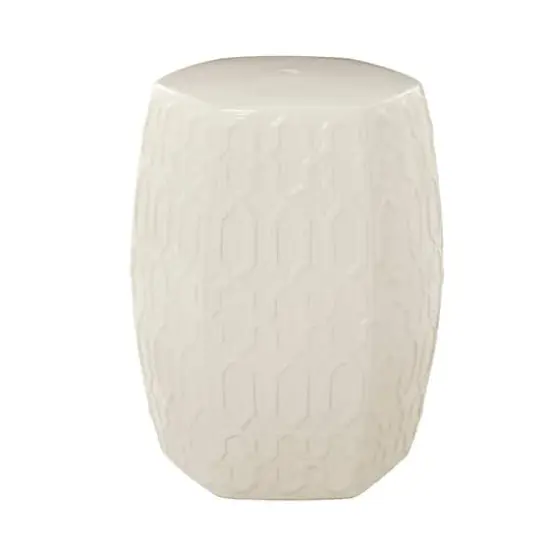 Cream Ceramic Contemporary Accent Table, 19" x 13" x 14" {7}