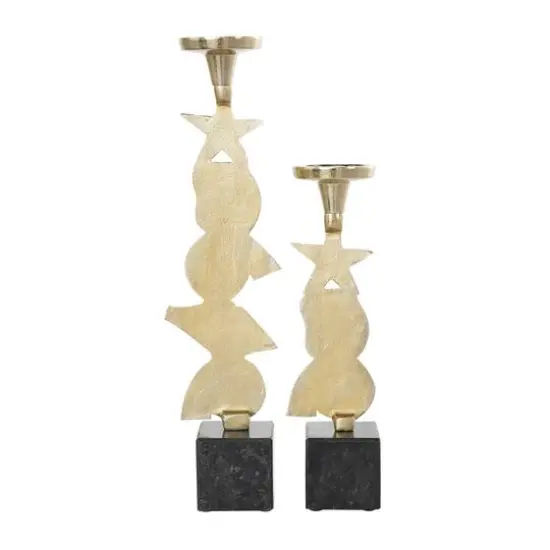 Aluminum Seashell Candle Holder Set Gold {8}