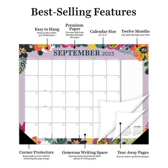 TF Publishing 2023 - 2024 Floral Large Desk Pad Monthly Blotter Calendar {4}