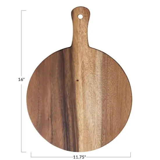 Hello Honey&reg; 16" Natural Modern Round Wood Cutting or Charcuterie Board with Handle {6}