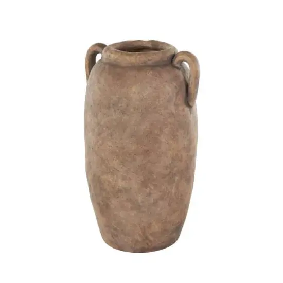 16.5" Copper Antique-Style Textured Ceramic Vase with Handles {7}