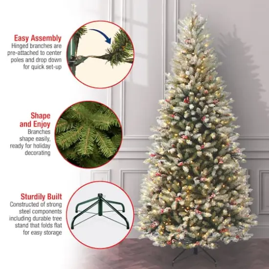 7.5 ft. Pre-Lit Flocked Dunhill&reg; Fir Slim Artificial Christmas Tree, Clear Lights {8}