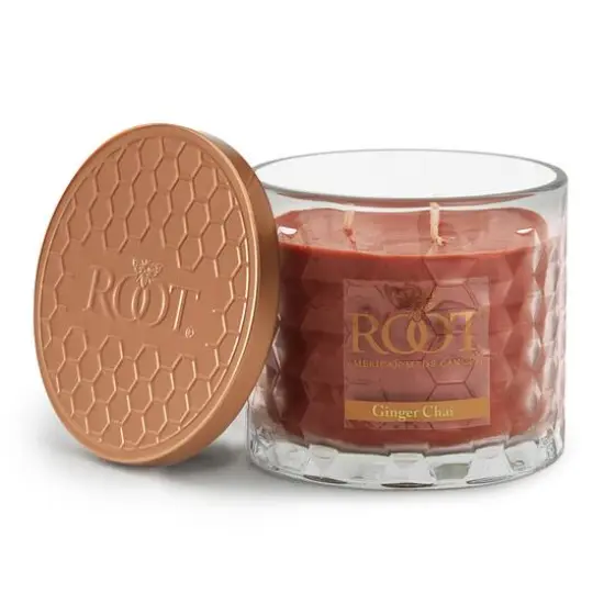 Root Candles Signature 3-Wick Honeycomb Beeswax Blend Jar Candle Ginger Chai {1}