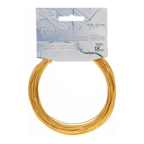 John Bead 18 Gauge Aluminum Jewelry Wire, 30ft. Gold {4}