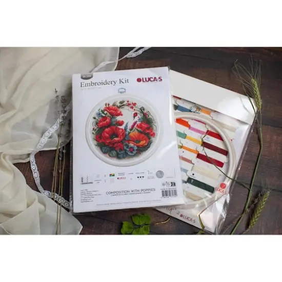 Luca-S Composition with Poppies Counted Cross Stitch Kit with Display Hoop {16}