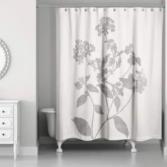 Neutral Distressed Florals 71" x 74" Shower Curtain {3}