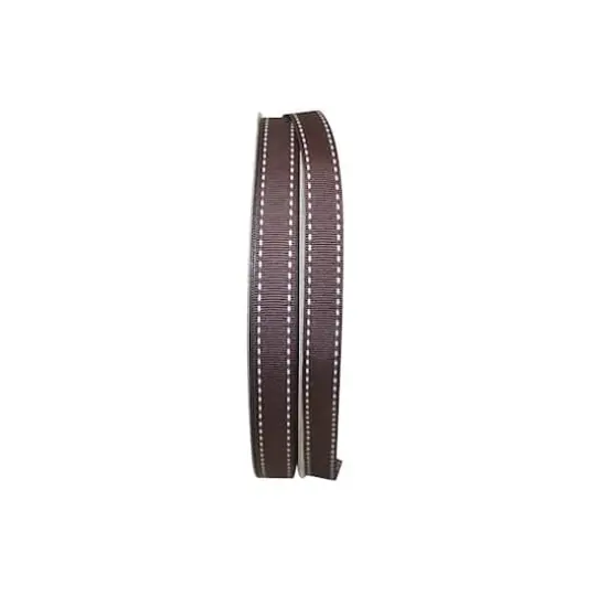 JAM Paper 5/8" x 50yd. Grosgrain Saddle Stitch Ribbon Brown {1}