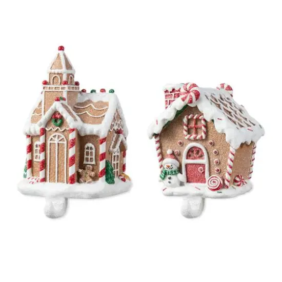 Glitzhome&reg; Gingerbread House Stocking Holder Set {7}