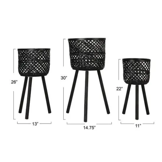 Hello Honey&reg; Black Woven Bamboo Basket Set {13}