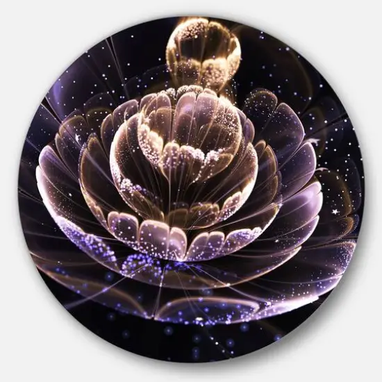 Designart - Purple Ideal Fractal Flower with Pollen' Floral Metal Circle Wall Art {2}