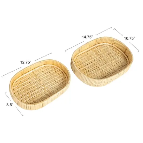 Household Essentials Natural Handwoven Nesting Oval Willow Tray Set {5}