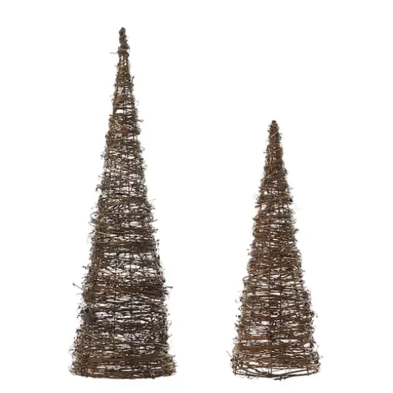 Glitzhome&reg; Pre-Lit Rattan Christmas Table Tree D&eacute;cor Set {6}