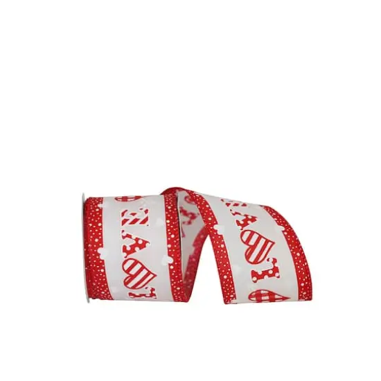 JAM Paper 2.5" x 10yd. Wired Gingham Heart Love Ribbon {1}