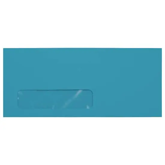 JAM Paper 4" x 9.5" Colored Business Window Envelopes, 50ct. Blue Recycled {1}