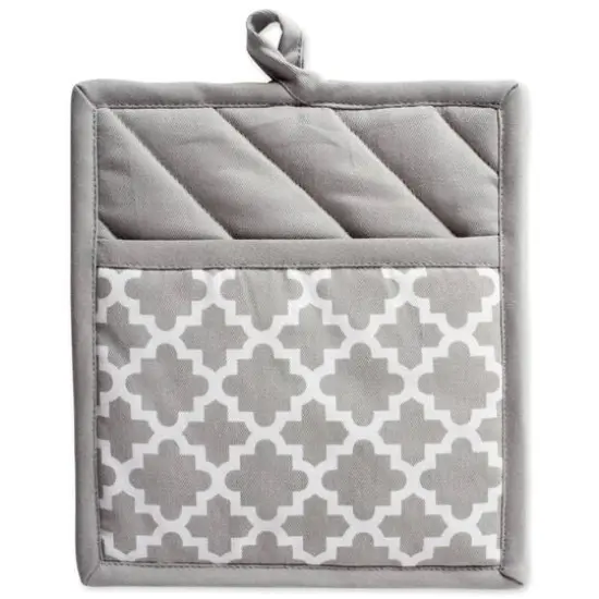 DII&reg; Gray Lattice Oven Mitt & Potholder Set {7}