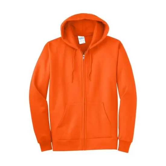 Port & Company® Tall Essential Fleece Full-Zip Hooded Sweatshirt Safety Orange {1}