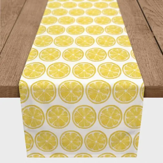 72'' Lemon Pattern Cotton Twill Table Runner {3}