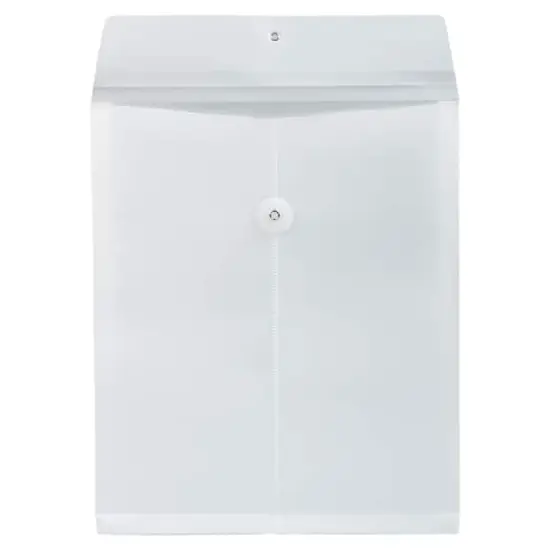 JAM Paper Letter Size Plastic Envelopes with Button & String Tie Closure, 12ct. White {4}