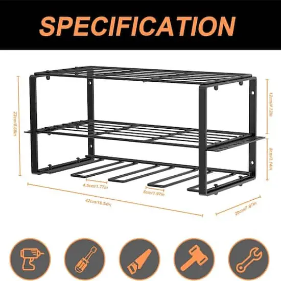NEX&trade; 16.5" Black Wire Drill & Power Tool Wall Organizer {3}