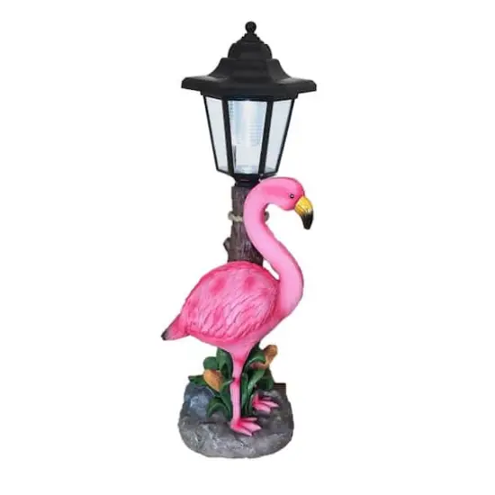 Santa's Workshop 16" Flamingo Solar Light Post {3}