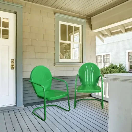 34" Outdoor Retro Tulip Armchair Green {4}