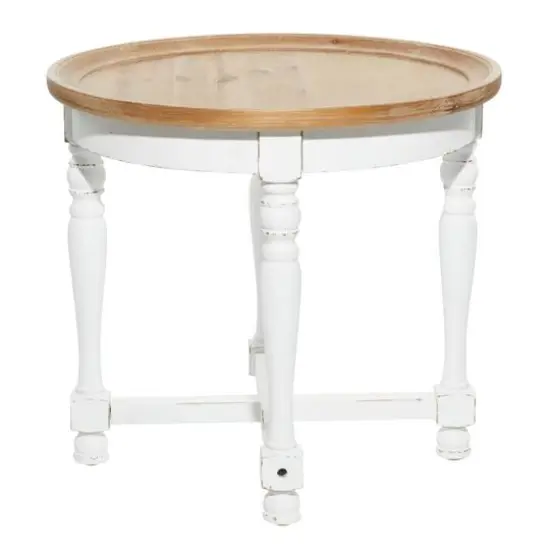 24" White Wood Farmhouse Accent Table {3}