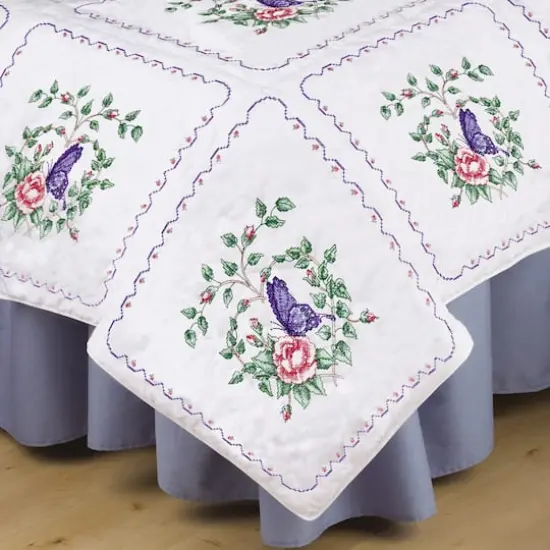 Tobin Stamped For Embroidery Butterfly Heart Quilt Block Set {1}