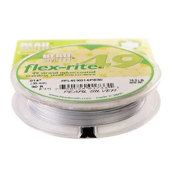 The Beadsmith&reg; Flex-rite&reg; 0.014" Pearl Silver 49 Strand Wire, 30ft. {5}
