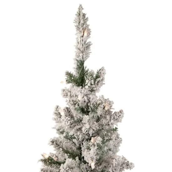 4ft. Pre-Lit Flocked Pine Slim Artificial Christmas Tree, Clear Lights {4}