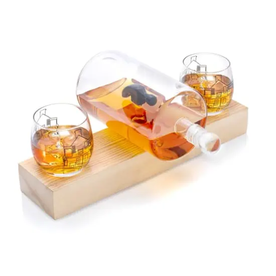 JoyJolt&reg; Hammer Crystal Whiskey Decanter & Glasses Set {1}